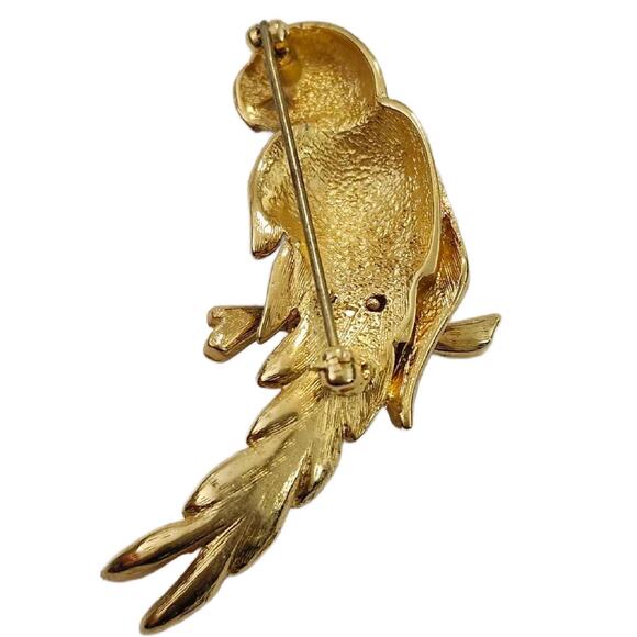 Vintage Enamel Parrot Brooch, 2.5" Long - Picture 6 of 11